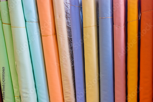 Pile of colorful poplin fabric