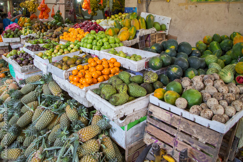 Variety of fruits and vegetables on the market in Sri Lanka.