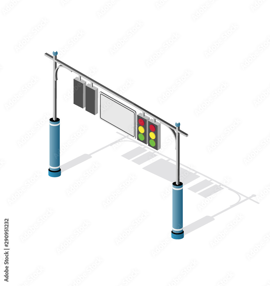 Obraz premium Isometric city road traffic lights semaphore