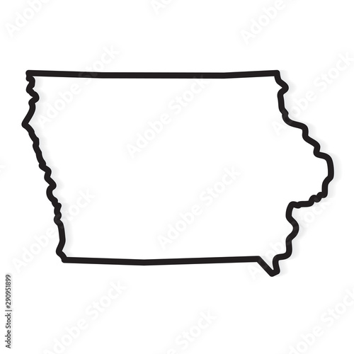 black outline of Iowa map- vector illustration