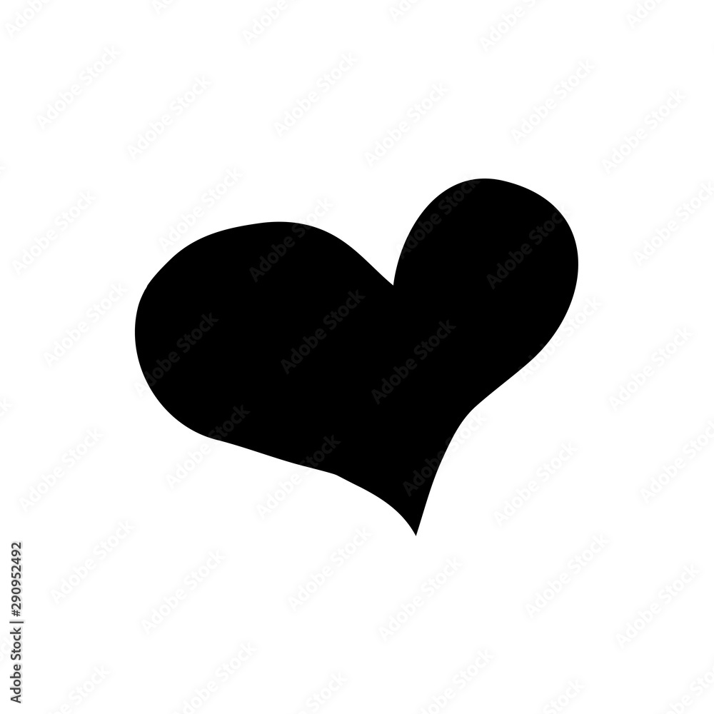 Cute cartoon hand drawn heart icon. Doodle vector heart icon. Isolated