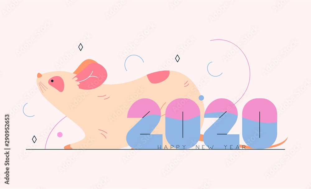 Symbol of 2020 New Year of the rat. Banner for your design. Vector illustration. Symbol of 2020 New Year of the rat. Banner for your design. Vector illustration.