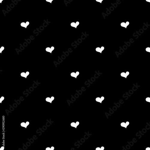 Cute cartoon heart pattern with hand drawn hearts. Sweet vector black and white heart pattern. Seamless monochrome doodle heart pattern for textile, wallpapers, wrapping paper, cards and web.