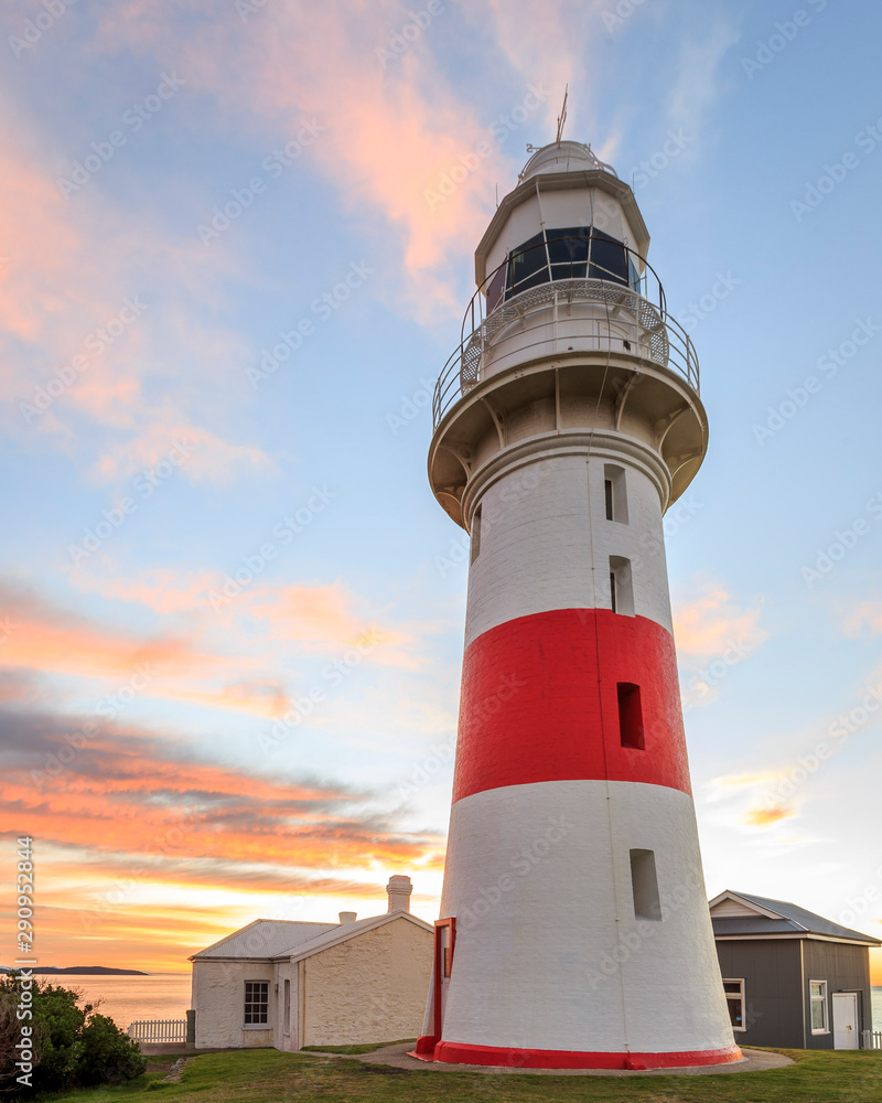 Low Head Lighthouse pink sky sunset Tasmania australia