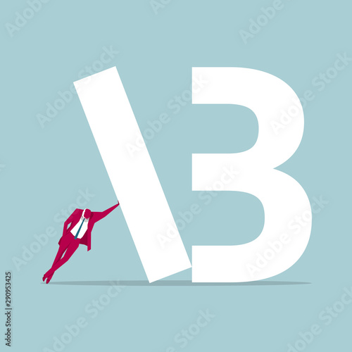 Businessman and alphabet design. Isolated on blue background.