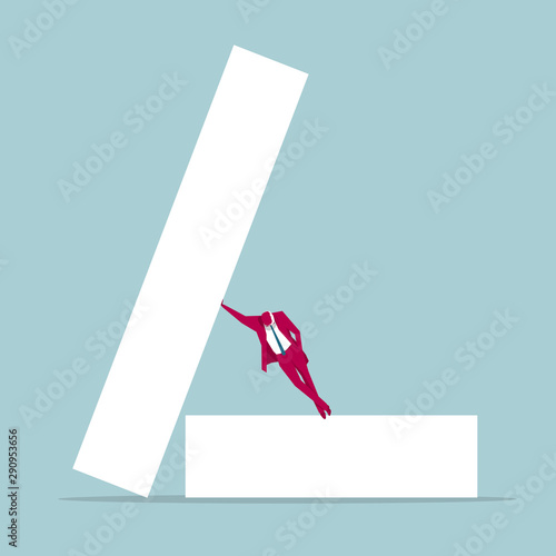 Businessman and alphabet design. Isolated on blue background.