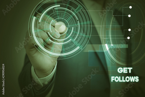 Wallpaper Mural Conceptual hand writing showing Get Follows. Concept meaning demonstrating who imitates copies or takes as model ideal demonstrating Male wear formal suit presenting presentation smart device Torontodigital.ca