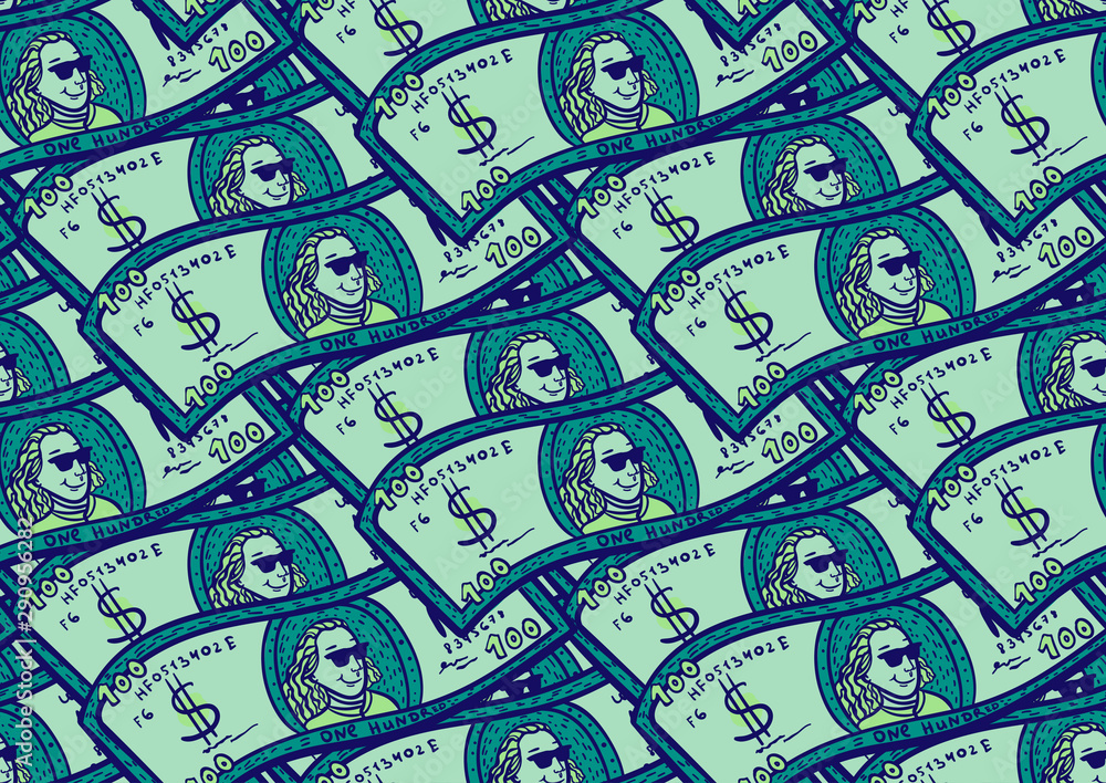 Fototapeta premium seamless pattern with dollars banknotes