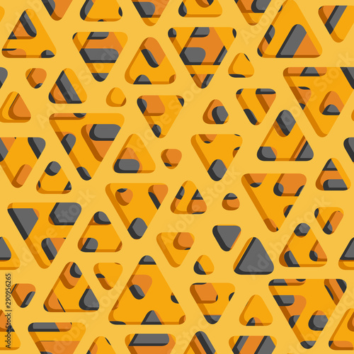 Seamless orange background with triangular holes on sheet layers.