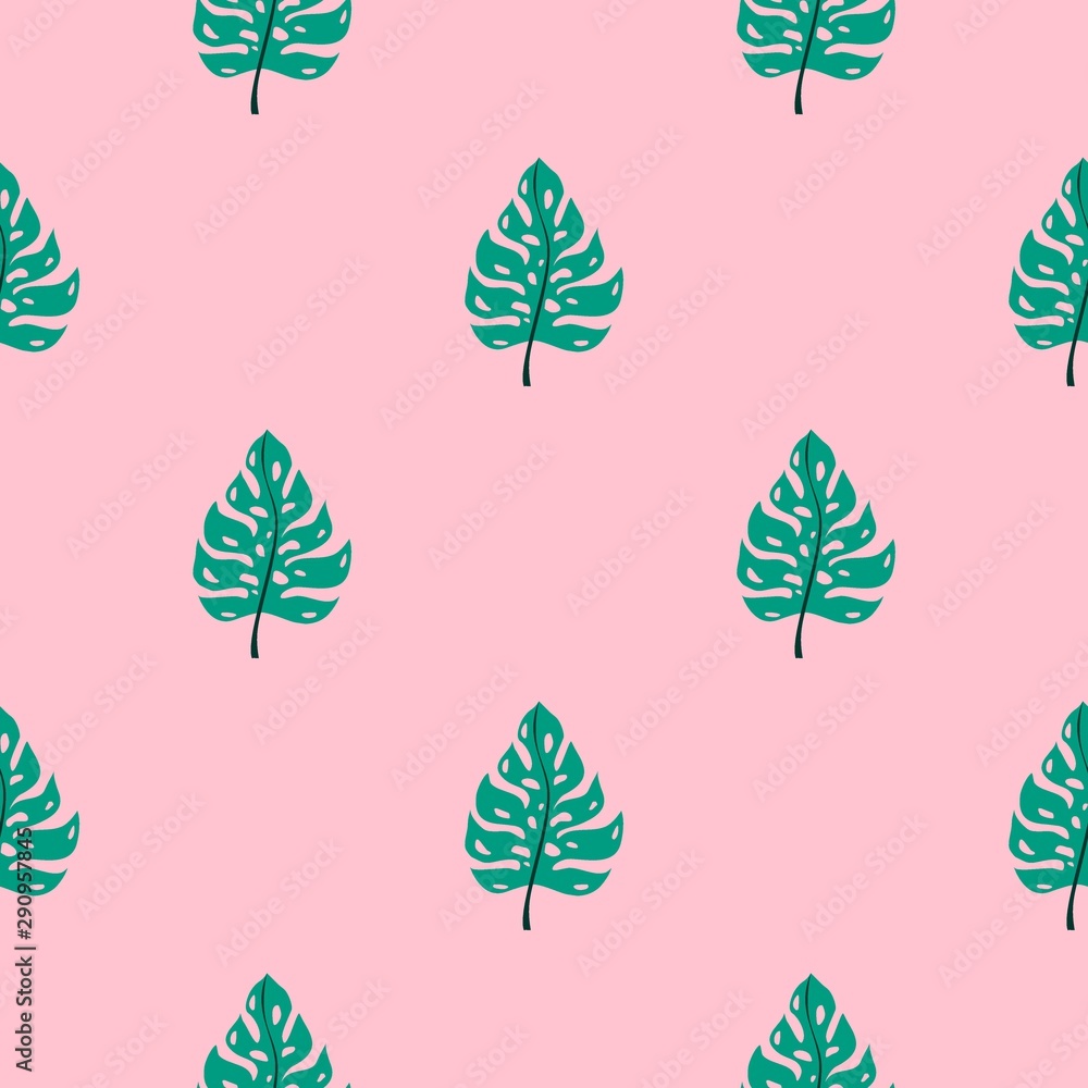 Seamless pattern of leaves monstera. Tropical leaves of palm tree. Beautiful allover print with hand drawn exotic plants. Swimwear botanical design. Seamless monstera pattern Seamless pattern of leaves monstera. Tropical leaves of palm tree. Beautiful allover print with hand drawn exotic plants. Swimwear botanical design. Seamless monstera pattern