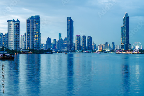 Bangkok City Blue Tone at Sunset in Thailand.