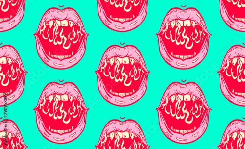 open mouth with fire