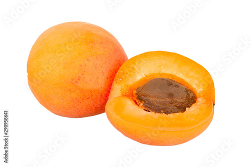 Isolated sliced apricot on a white background