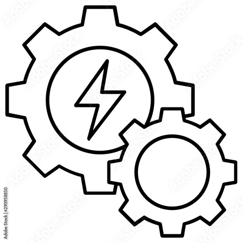 Cog thunder lightening gear vector icon