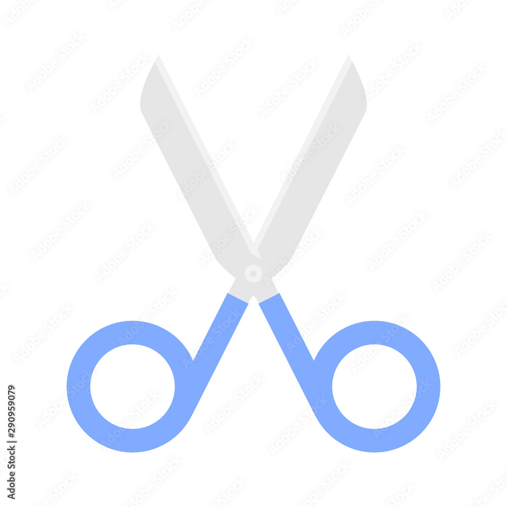 Scissors blue icon icolated on the white background Scissors blue icon icolated on the white background