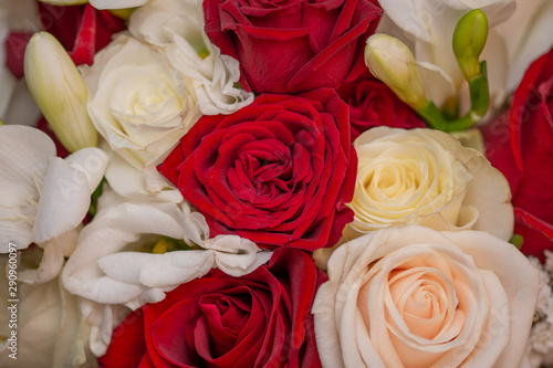 Detail of bride s roses bouquet 