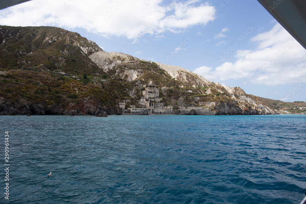 Yacht Life: view of Lipari Island, of the Aeolian Islands, from a luxury private yacht