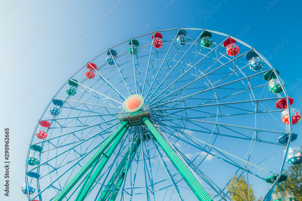 Helsinki, Finland - 14 September 2019: Linnanmaki Amusement Park, Rinkeli ferris wheel