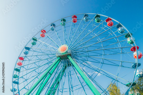 Helsinki  Finland - 14 September 2019  Linnanmaki Amusement Park  Rinkeli ferris wheel