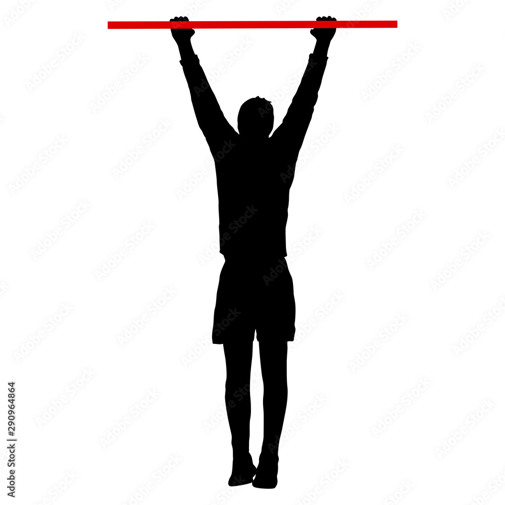 Man doing pull-ups silhouette on a white background Man doing pull-ups silhouette on a white background
