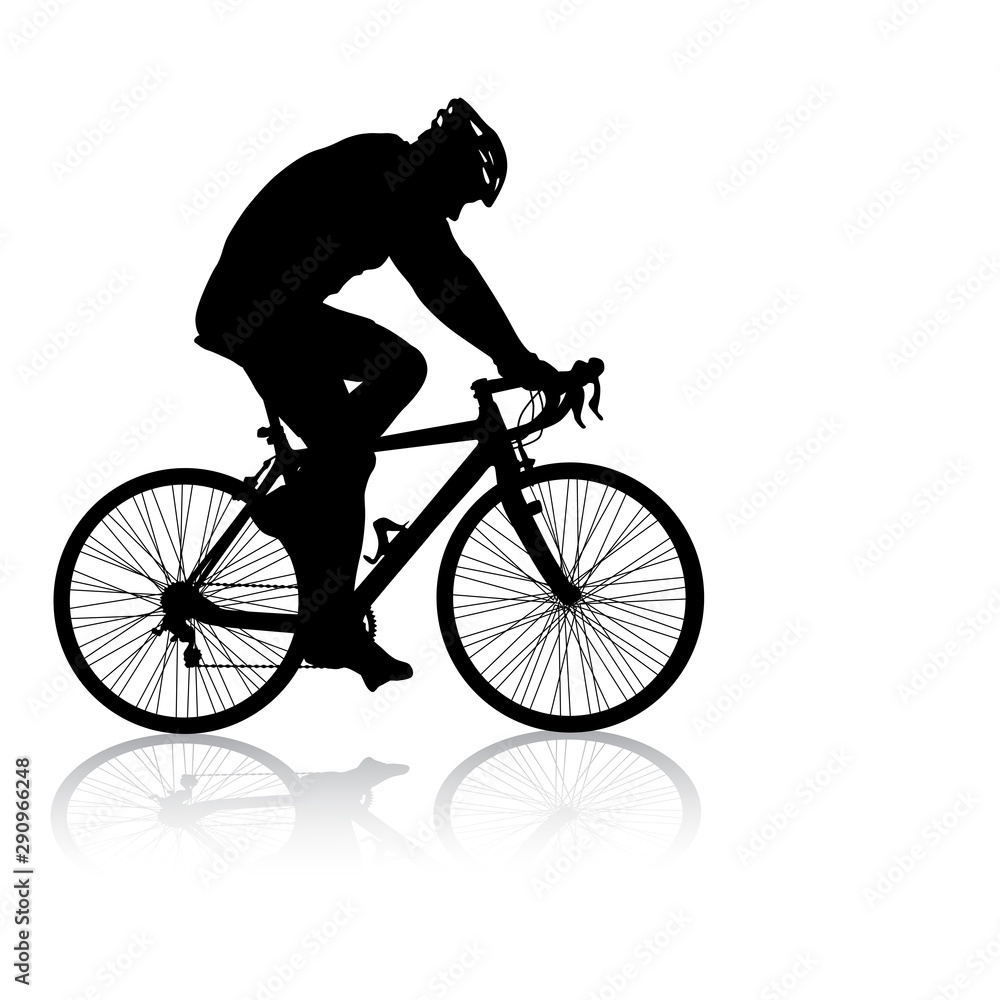 Naklejka premium Silhouette of a cyclist male on white background