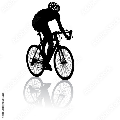Silhouette of a cyclist male on white background © Arrows