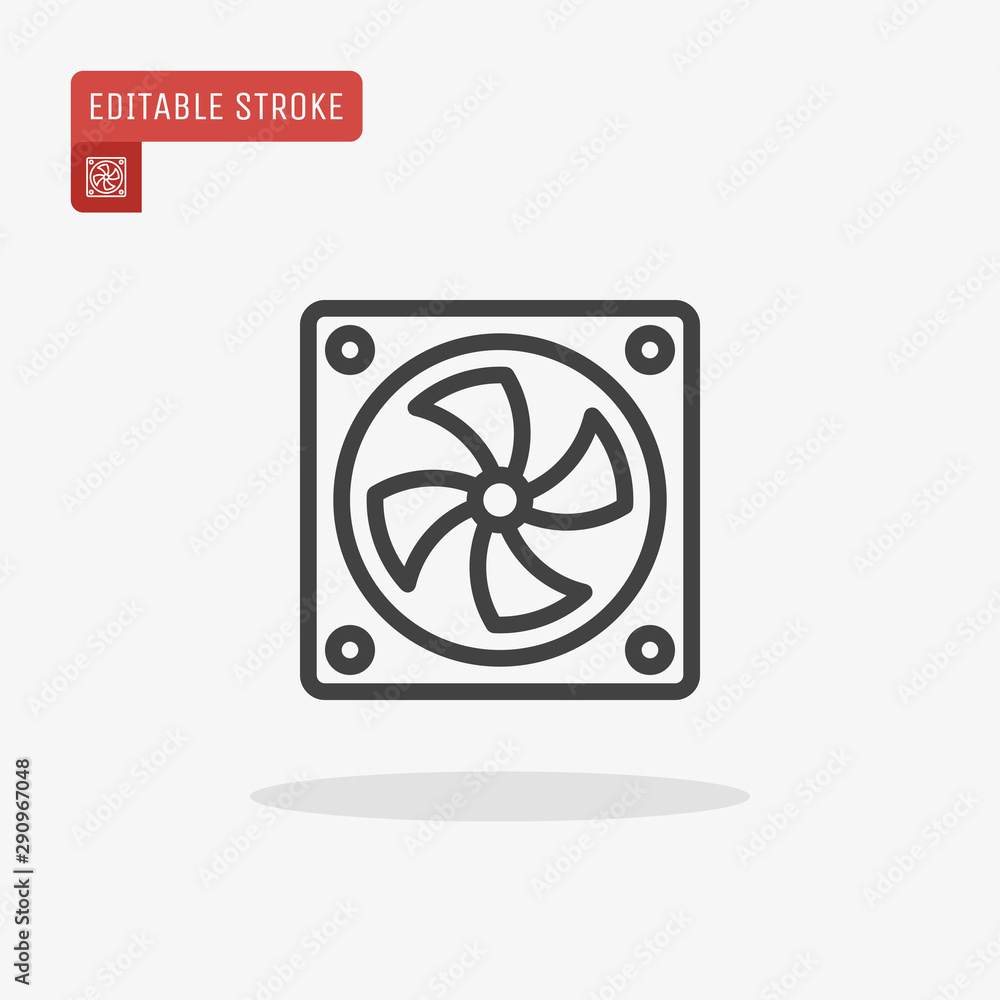 Outline computer fan icon isolated on grey background. Line pc cooler symbol for website design, mobile application, logo, ui. Editable stroke. Vector illustration. Eps10. Outline computer fan icon isolated on grey background. Line pc cooler symbol for website design, mobile application, logo, ui. Editable stroke. Vector illustration. Eps10.