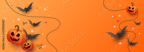Halloween sale banner, party invitation concept background.
