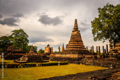 Wat Mahathat Temple in the precinct of Sukhothai Historical Park  Wat Mahathat Temple is UNESCO World Heritage Site  Thailand.