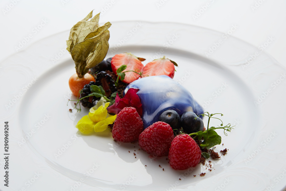 dessert ice cream with blueberry cream fresh fruit blackberry raspberry blueberry strawberry dessert ice cream with blueberry cream fresh fruit blackberry raspberry blueberry strawberry