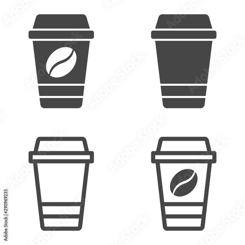 Set of Disposable coffee cups icon isolated on white background
