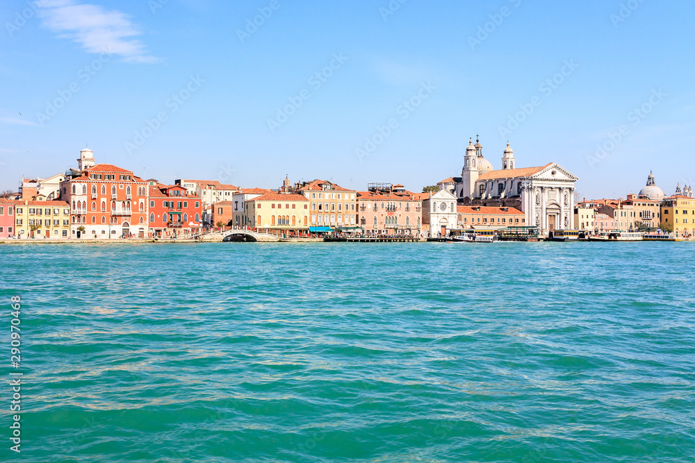Beautiful view to Venice from the Venetian Lagoon. Italy, Europe