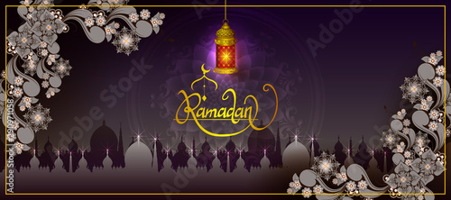 easy to edit vector illustration of Islamic celebration background with text Ramadan Kareem