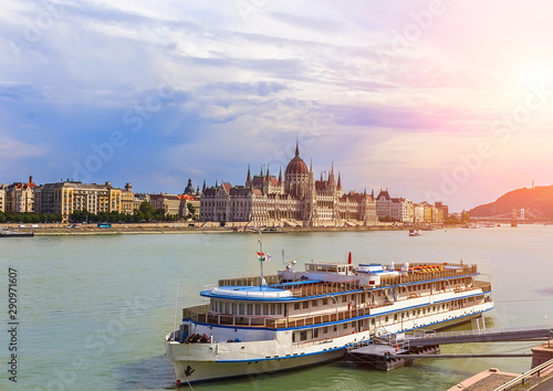 Pleasure boat on the Danube River, Budapest