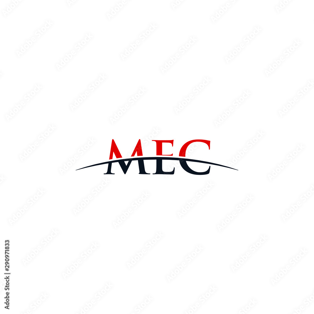 Initial letter MEC, overlapping movement swoosh horizon logo company design inspiration in red and dark blue color vector Initial letter MEC, overlapping movement swoosh horizon logo company design inspiration in red and dark blue color vector
