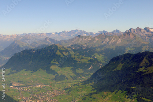 Switzerland: Panoramic view from Pilatus Peak over the swiss alps
