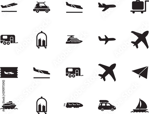 holiday vector icon set such as  cruiser  liner  speed  public  sailboat  metro  airliner  nautical  wagon  front  railway  off  tickets  pass  take  high  yachting  wind  subway  origami  passenger
