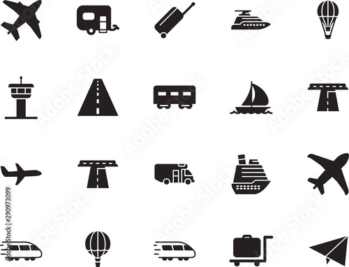 holiday vector icon set such as: mobile, traveler, camper, mail, bag, hotel, life, architecture, tower, start, carriage, cart, auto, trolley, briefcase, cruiser, nautical, track, controller, building