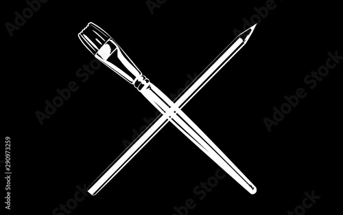 Pinsel und Bleistift mit Textur