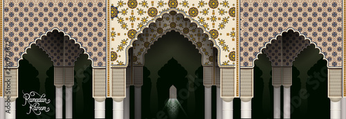 easy to edit vector illustration of Islamic celebration background with text Ramadan Kareem