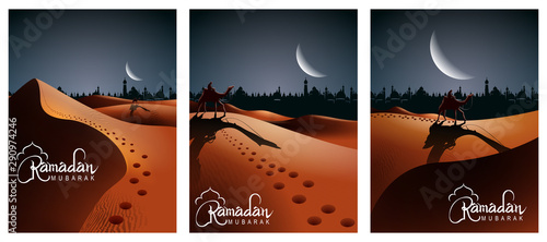 Canvas Print easy to edit vector illustration of Islamic celebration background with text Ram