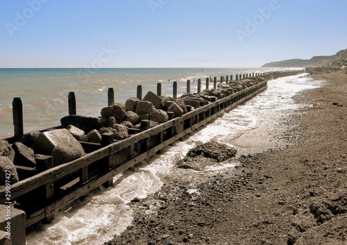 Sea defences Overstrand Norfolk coast photo