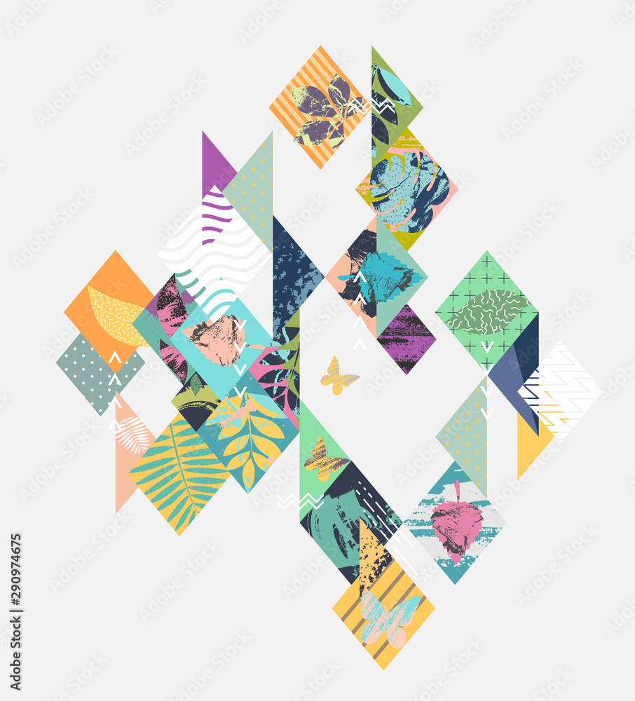 Floral Geometric Design. Vector composition Floral Geometric Design. Vector composition