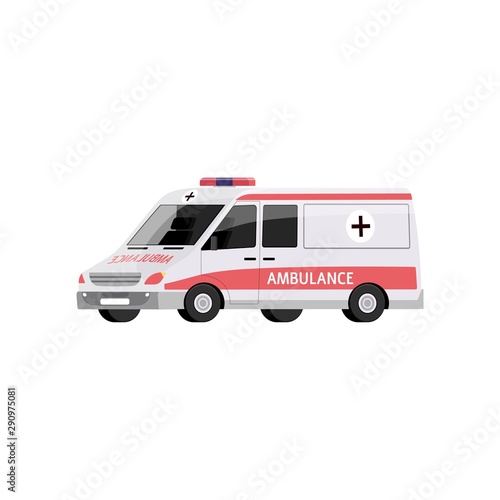 Cartoon ambulance car isolated on white background
