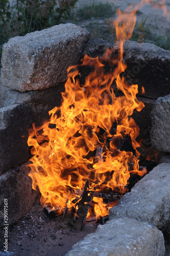 Bonfire kindled on a journey photo