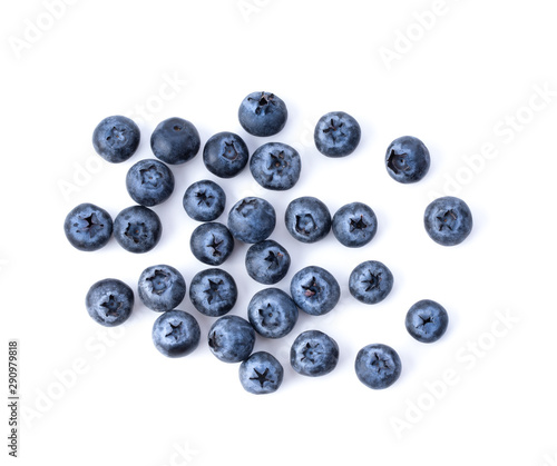 Blueberries  isolated on white background. top view