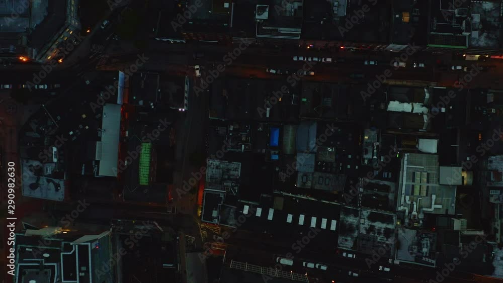 Aerial top down view of Dublin streets at night Aerial top down view of Dublin streets at night