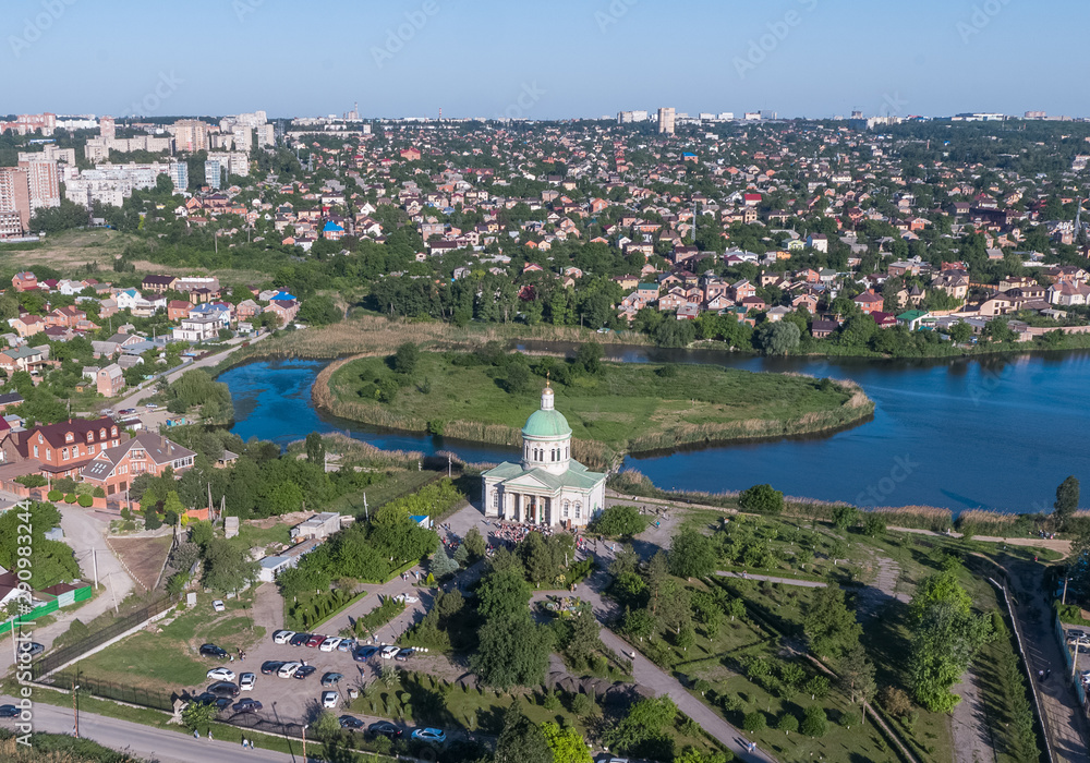 Rostov-on-Don, Russia - May 2018: Surb Khach church - view from a height