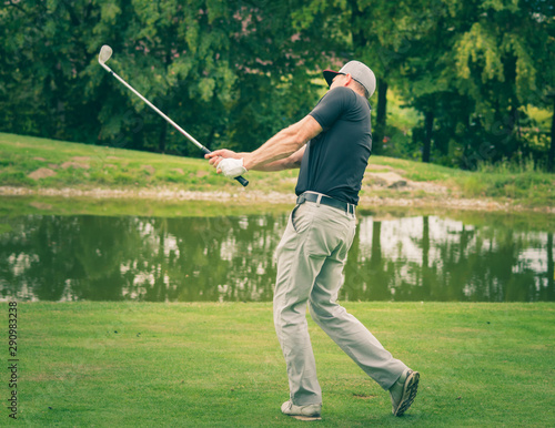 A golf pro with a perfect swing.