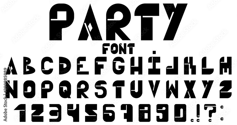 Font of regular lines with interesting shape solution for posters, brochures, etc.